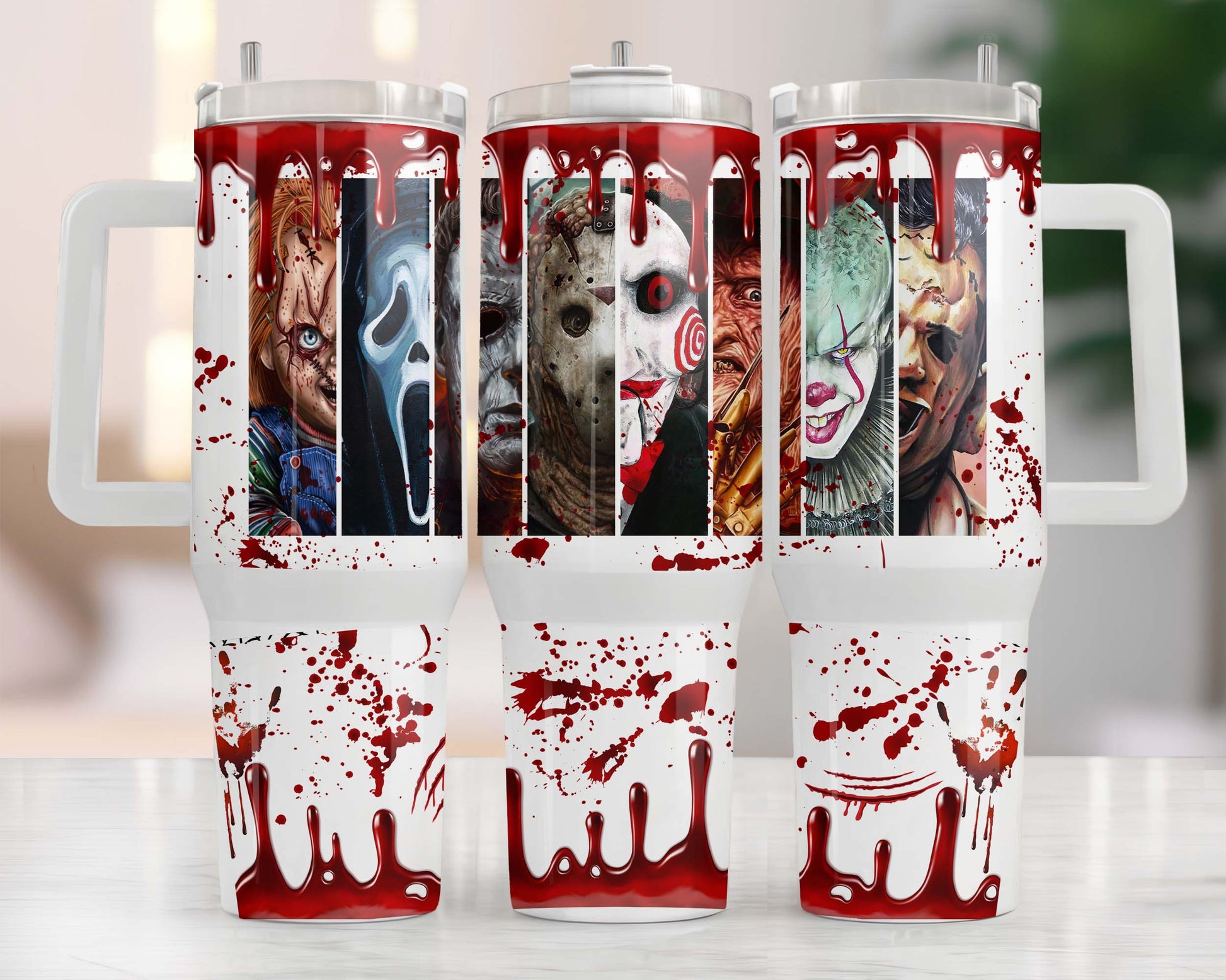 Movies Characters 40oz Tumbler Wrap Png, Horror Characters 2 pieces 40 oz Tumbler Png, Horror Halloween Tumbler 40oz Png Sublimation Designs - VartDigitals