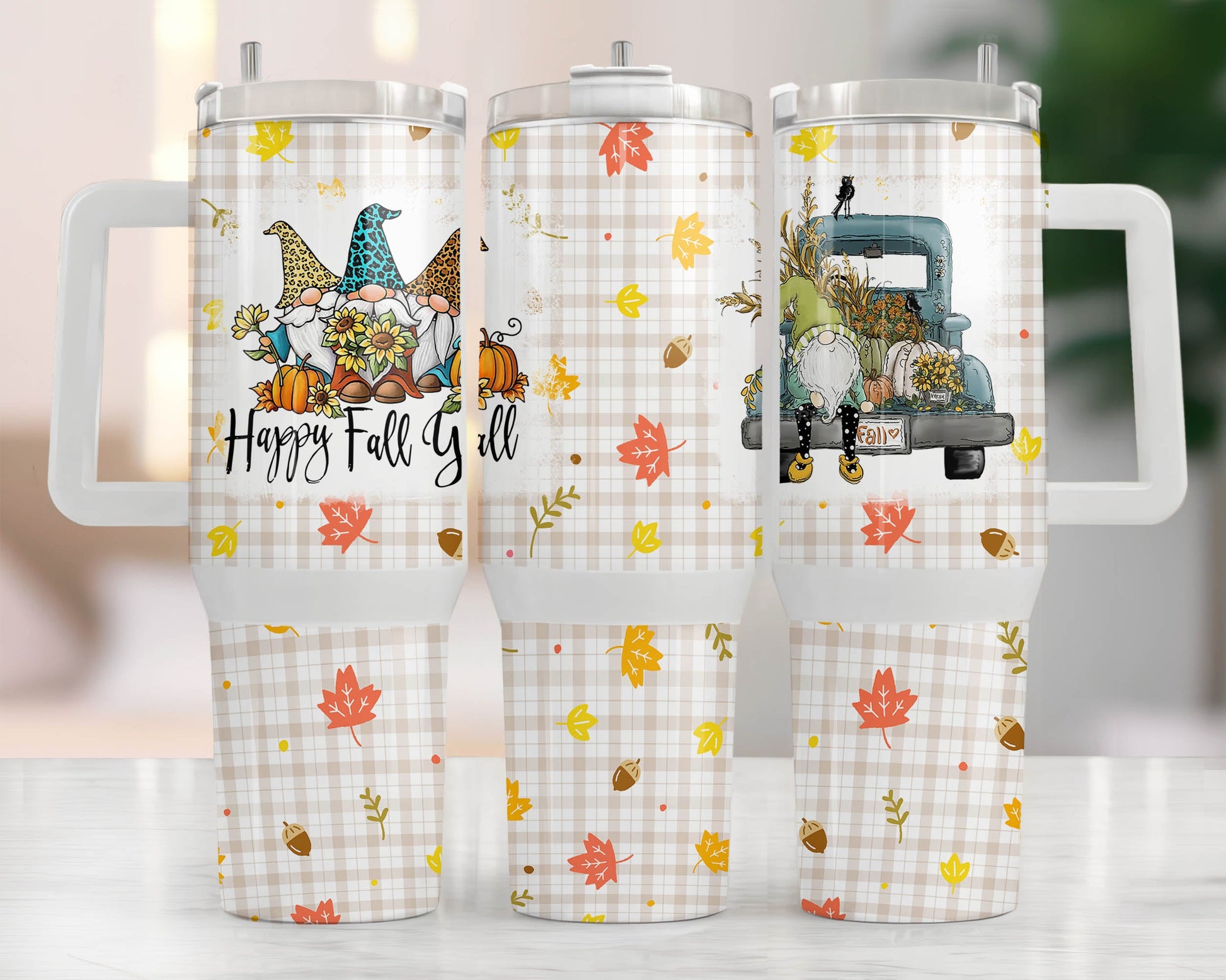 Happy Fall Y'all 40oz Tumbler Png, Fall Pumpkin Tumbler 40oz Png, Grateful Autumn 40oz Tumbler Wrap, Pumpkins Quotes 40oz Quencher Tumbler - VartDigitals