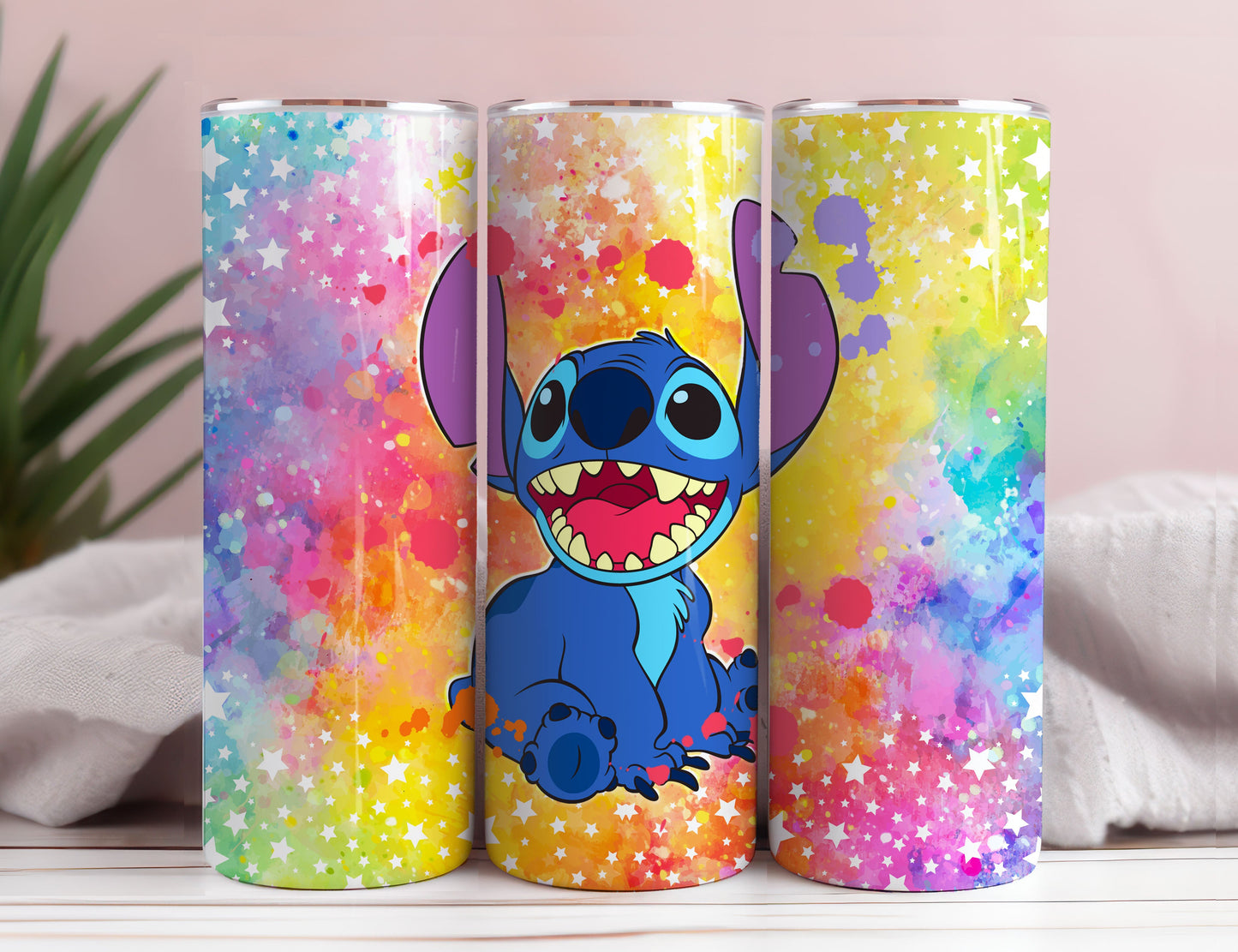 Cartoon Color Splash Tumbler PNG, 20oz Skinny Tumbler, Sublimation Tumbler, Spring, Valentine tumbler 4