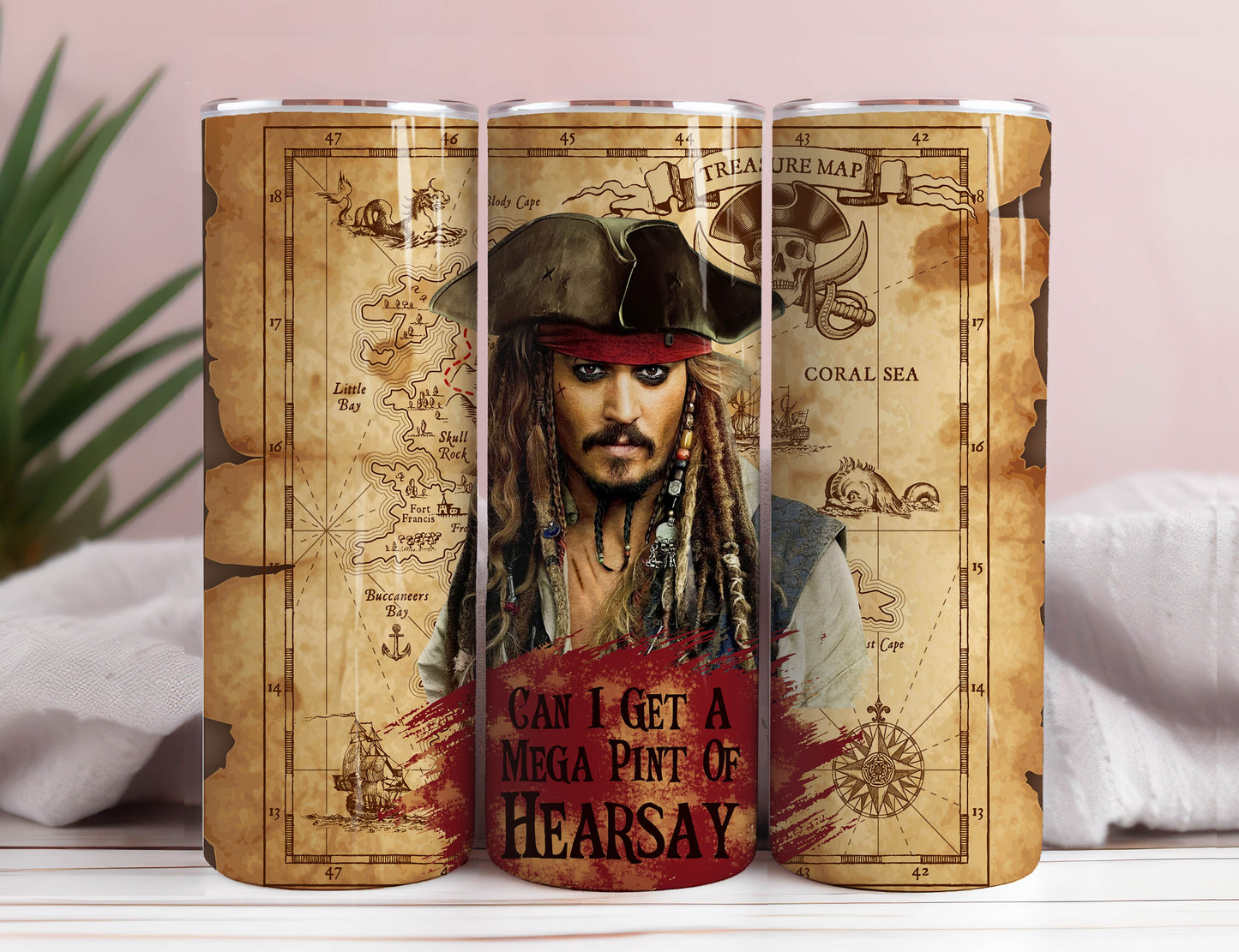 Mega Pint Pirate Depp 300 DPI, 20oz Skinny Tumbler Design, Straight Tumbler, Sublimation Tumbler Wrap, Digital Download 4