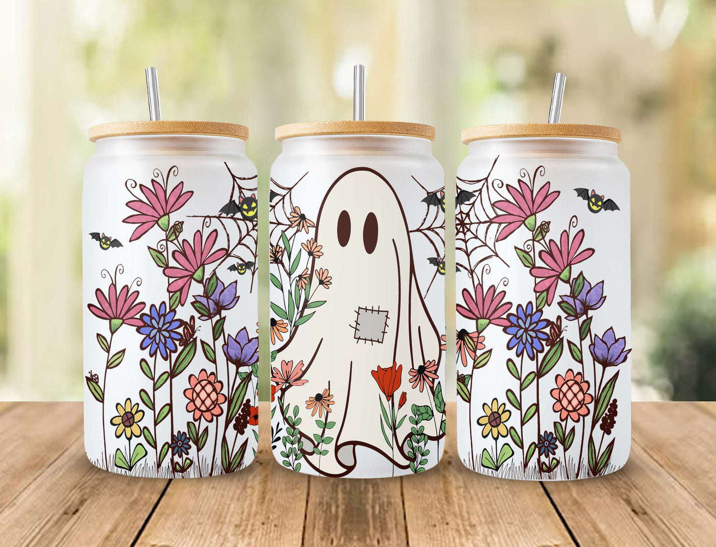 Halloween Bundle 16oz Libbey Glass Can Wrap, Spooky Season Glass Can, Retro Halloween Frosted Glass, Momster Spooky, Cute Ghost Libbey