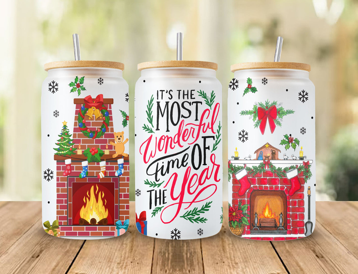 It's The Most Wonderful Time Of The Year 16oz Glass Can Sublimation Design, Snowman Christmas Car, Funny Christmas Glass Can Wrap PNG