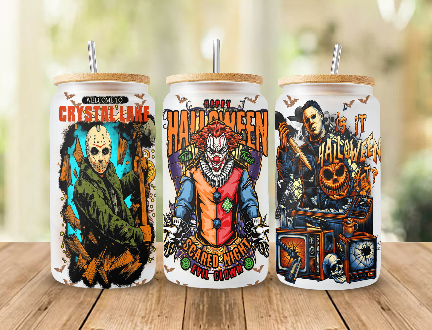 Halloween Bundle 16oz libbey can Cartoon PNG, 16oz Glass Can Wrap, 16oz Libbey Can Glass, Catoon kids Tumbler Wrap, Full Glass Can Wrap 4