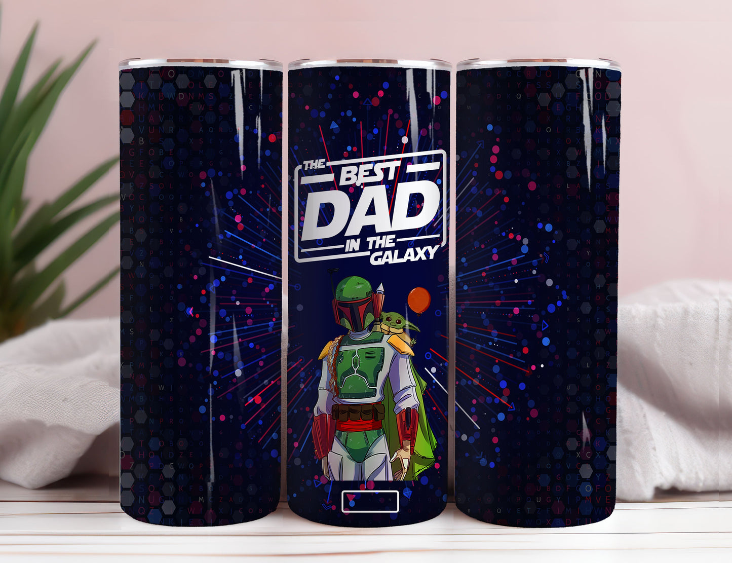 Best Dad in The Galaxy Father's Day Outer space 20 oz Skinny Tumbler Sublimation Wrap Design Straight resizable PNG Digital Download