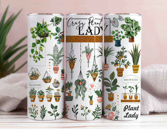 House Plants 20 oz skinny tumbler Plants Mom Messy Bun Sublimation Design, Crazy Plant Lady Tumbler PNG 4