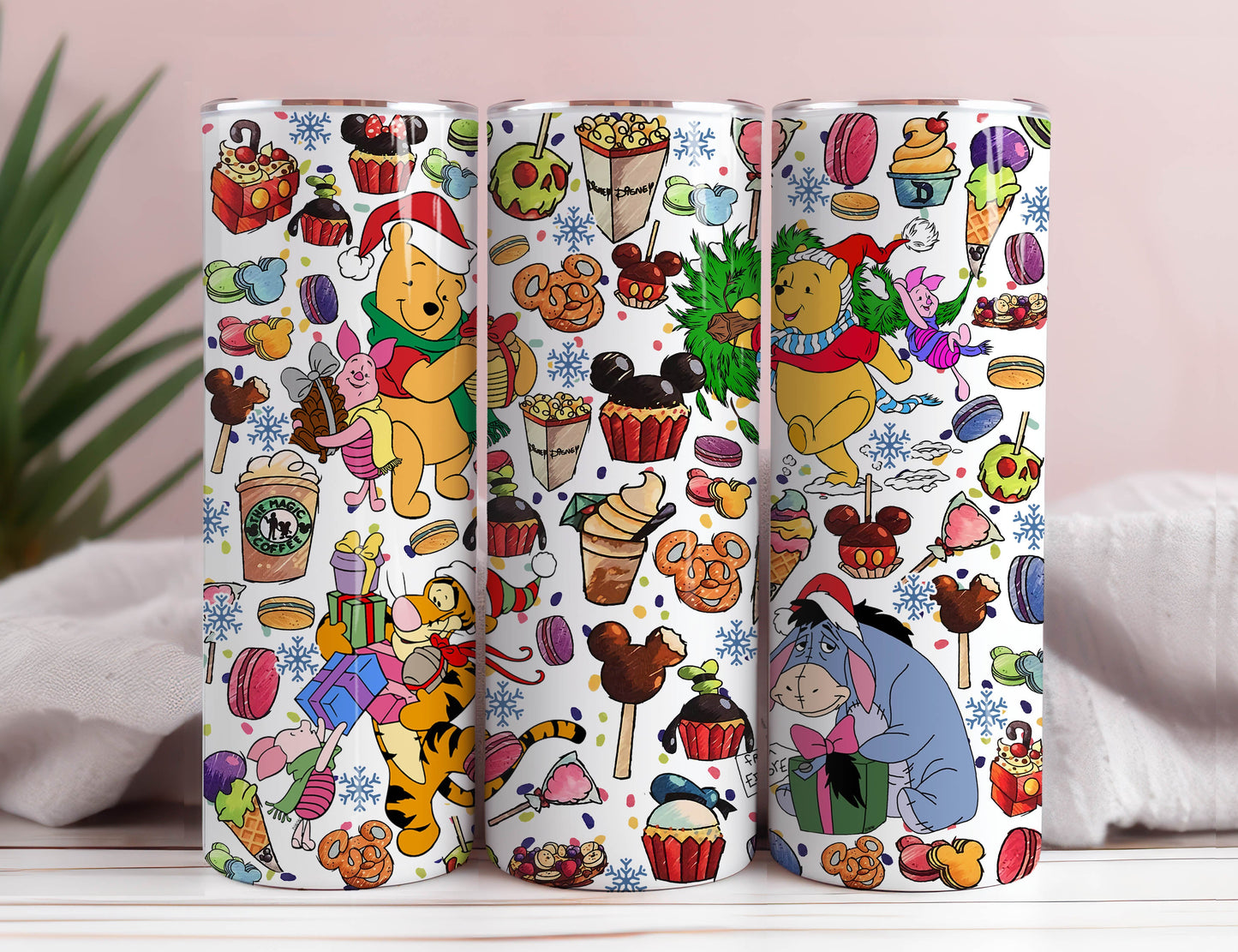 Cartoon Characters Christmas Tumbler Wrap, 20oz Skinny Straight, Cartoon Tumbler Wrap, Christmas Tumbler Wrap, Mouse, Bear, Instant Download