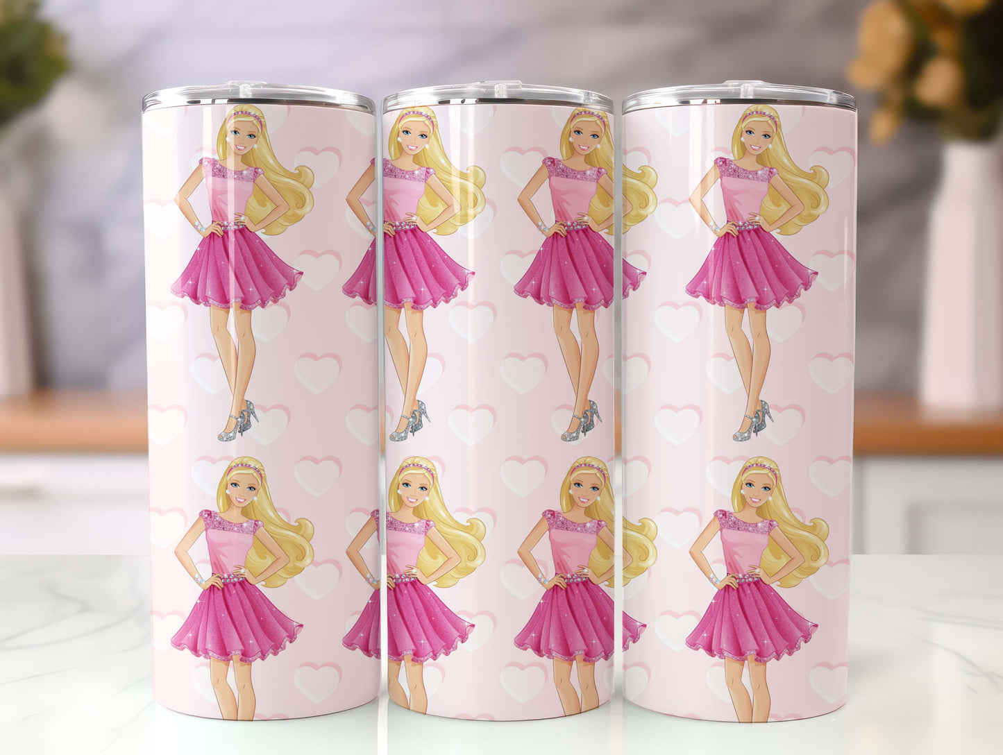 Barbie Tumbler Wrap, 20oz Straight Skinny Wrap, Sublimation Design, Cartoon Tumbler Design, Digital Download - PNG 50 - VartDigitals