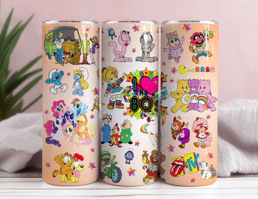 80's Baby PNG, 20oz Tumbler Wrap, Tumbler Png Download, I love 80s Tumbler Wrap, Full Tumbler Wrap, Cartoon Tumbler PNG