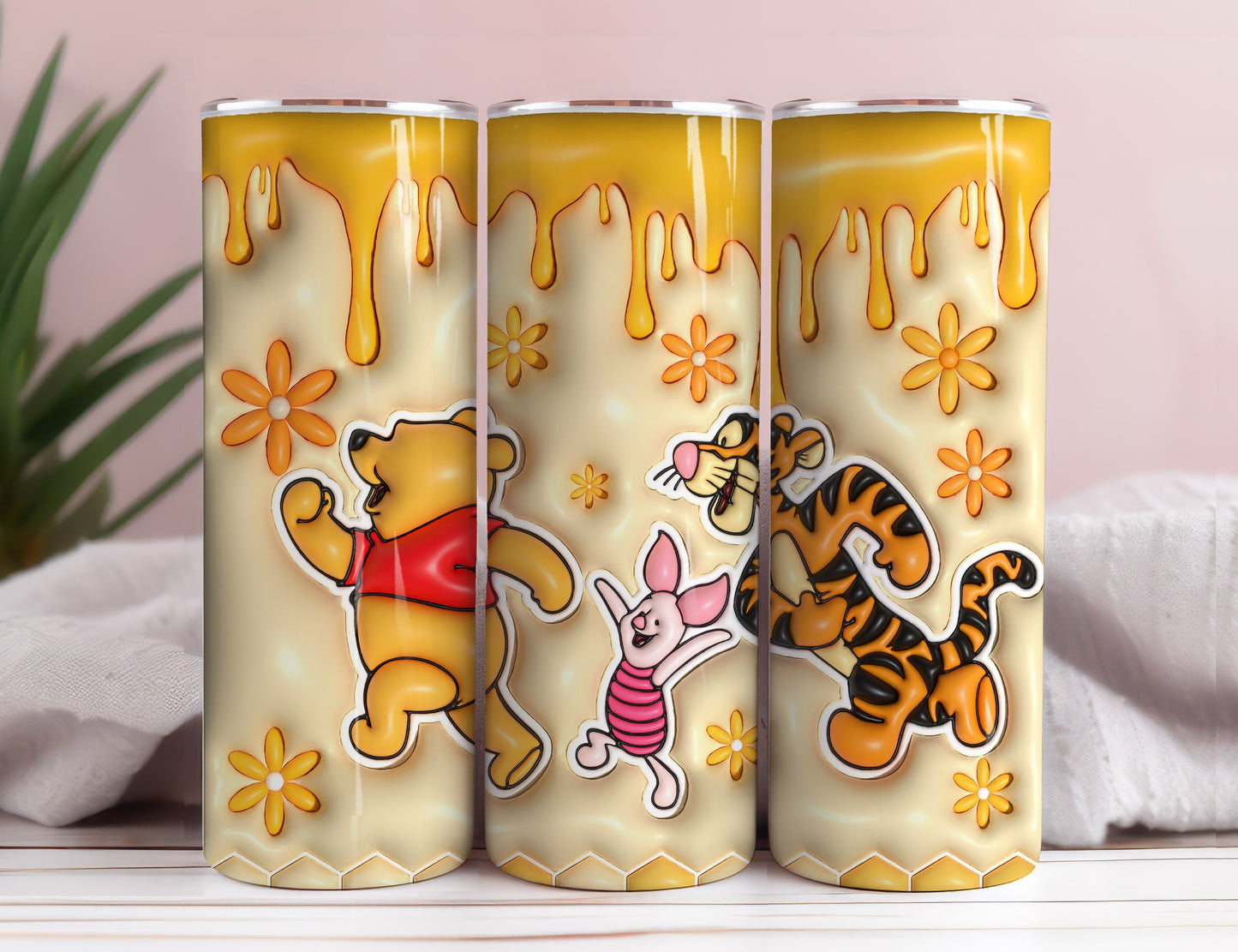 3D Inflated Cartoon Tumbler Wrap, Pooh Tumbler, 3D Winnie Inflated Tumbler Wrap, Puffy Pooh Bear Tumbler, 20oz tumbler PNG Download 9 - VartDigitals