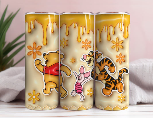 3D Inflated Cartoon Tumbler Wrap, Pooh Tumbler, 3D Winnie Inflated Tumbler Wrap, Puffy Pooh Bear Tumbler, 20oz tumbler PNG Download 9 - VartDigitals