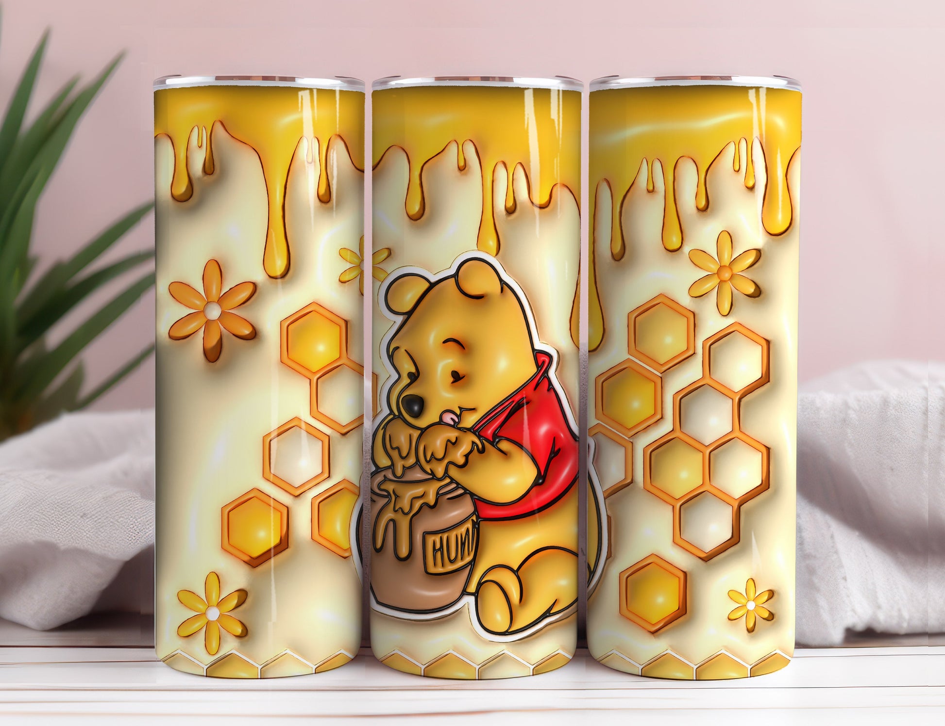 3D Inflated Cartoon Tumbler Wrap, Pooh Tumbler, 3D Winnie Inflated Tumbler Wrap, Puffy Pooh Bear Tumbler, 20oz tumbler PNG Download 5 - VartDigitals