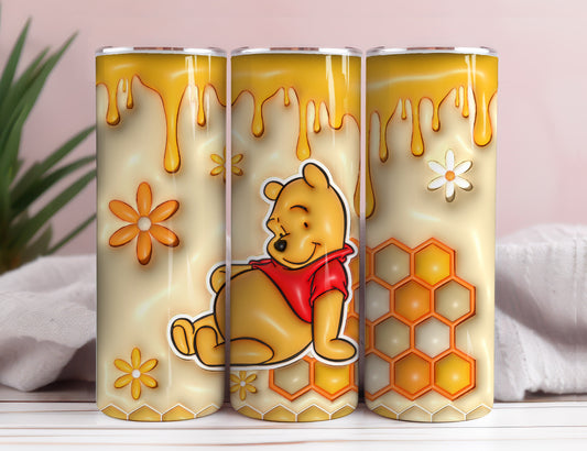 3D Inflated Cartoon Tumbler Wrap, Pooh Tumbler, 3D Winnie Inflated Tumbler Wrap, Puffy Pooh Bear Tumbler, 20oz tumbler PNG Download 2 - VartDigitals