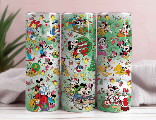 Cartoon Christmas 20oz Tumbler Wrap PNG, Cartoon Skinny Tumbler Design, Christmas Cup Wrap Designs, Full Glass Can Wrap