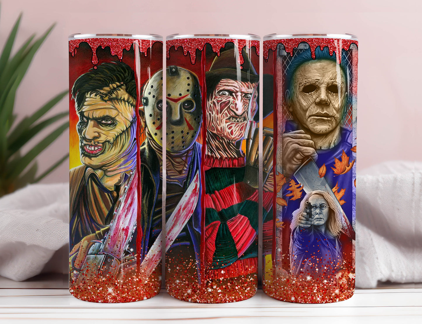 Horror Skinny Tumbler 20oz Sublimation Design PNG - Movie Character Tumbler Straight PNG