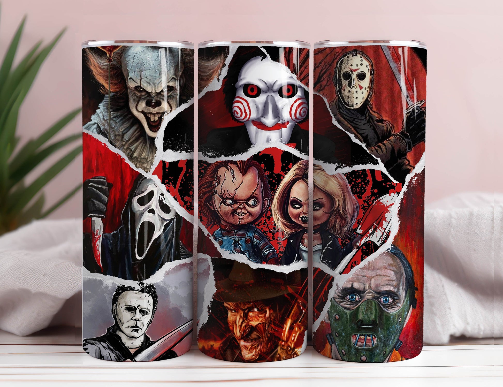 Horror Character 20 Oz Skinny Tumbler Wrap Png Sublimation Design, Halloween Movie Tumbler PNG File Digital Download, Halloween tumbler - VartDigitals