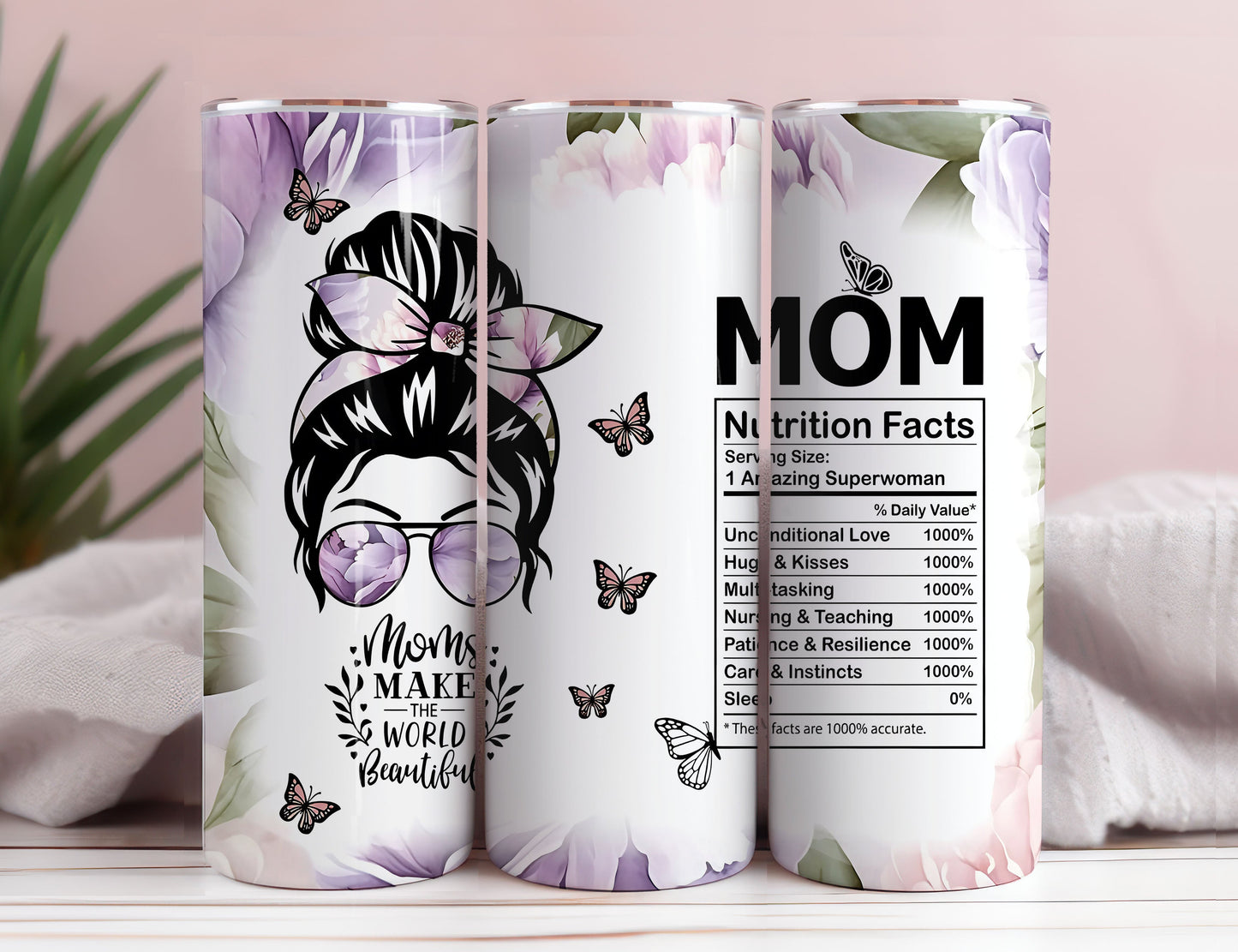 Bundle Mom Nutrition Facts 20oz Skinny Straight & Tapered Designs, Messy Bun Tumbler Designs, Mom Quotes Tumbler Wrap PNG, Digital download - VartDigitals