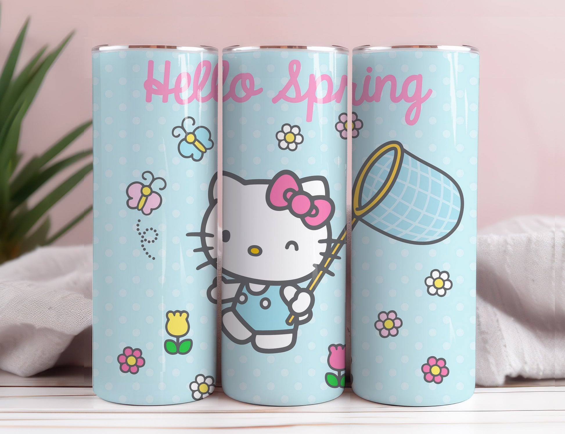 Hello Kitty Coffee Tumbler Bundle, Spring Flower Pink Cat PNG, 20oz Straight Skinny Wrap, Cartoon Tumbler, Tumbler Wrap, Full Tumbler Wrap 35 - VartDigitals