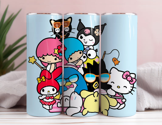 Hello Kitty Coffee Tumbler Bundle, Spring Flower Pink Cat PNG, 20oz Straight Skinny Wrap, Cartoon Tumbler, Tumbler Wrap, Full Tumbler Wrap 32 - VartDigitals