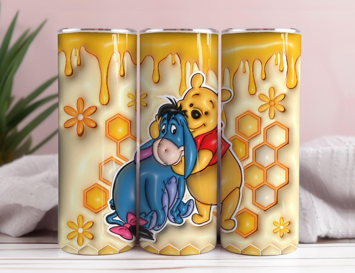 3D Inflated Cartoon Tumbler Wrap, Pooh Tumbler, 3D Winnie Inflated Tumbler Wrap, Puffy Pooh Bear Tumbler, 20oz tumbler PNG Download 1 - VartDigitals