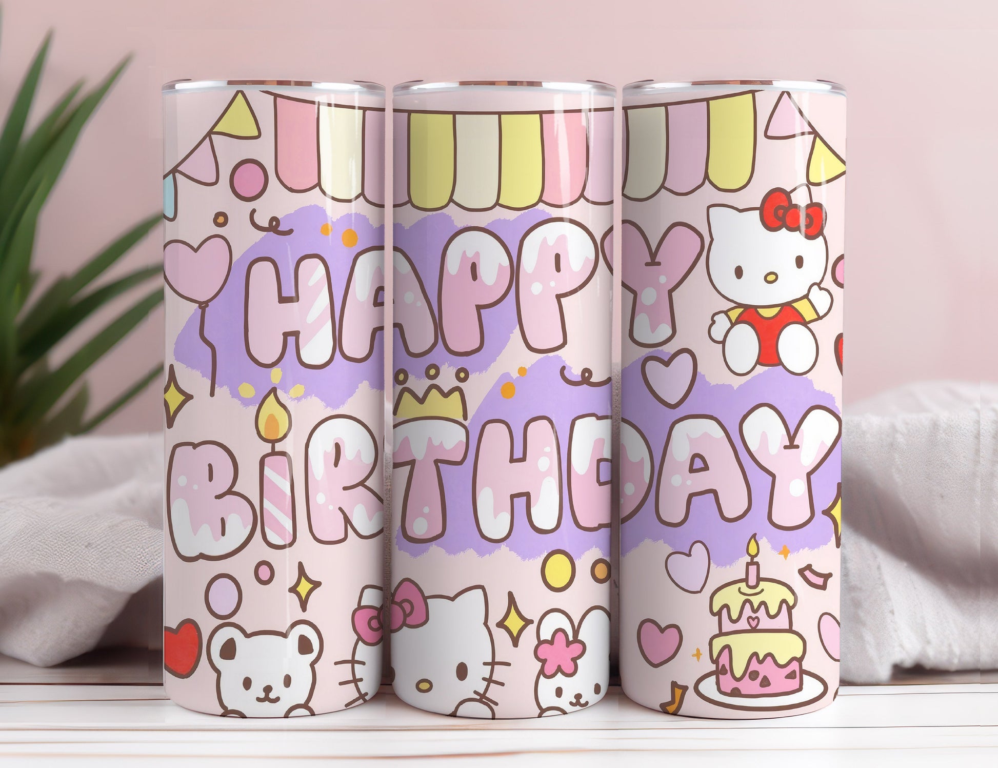 Hello Kitty Coffee Tumbler Bundle, Spring Flower Pink Cat PNG, 20oz Straight Skinny Wrap, Cartoon Tumbler, Tumbler Wrap, Full Tumbler Wrap 28 - VartDigitals