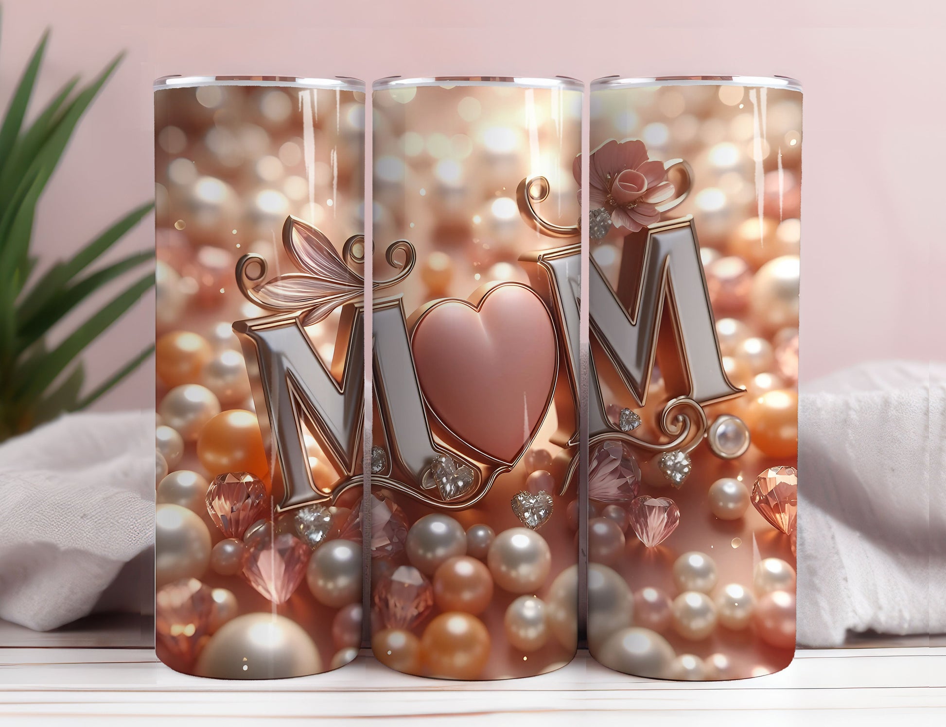 LOVE MOM 20oz Skinny Tumbler Wrap, Sublimation Design, Digital Download PNG,Mom Tumbler Wrap PNG 4 - VartDigitals