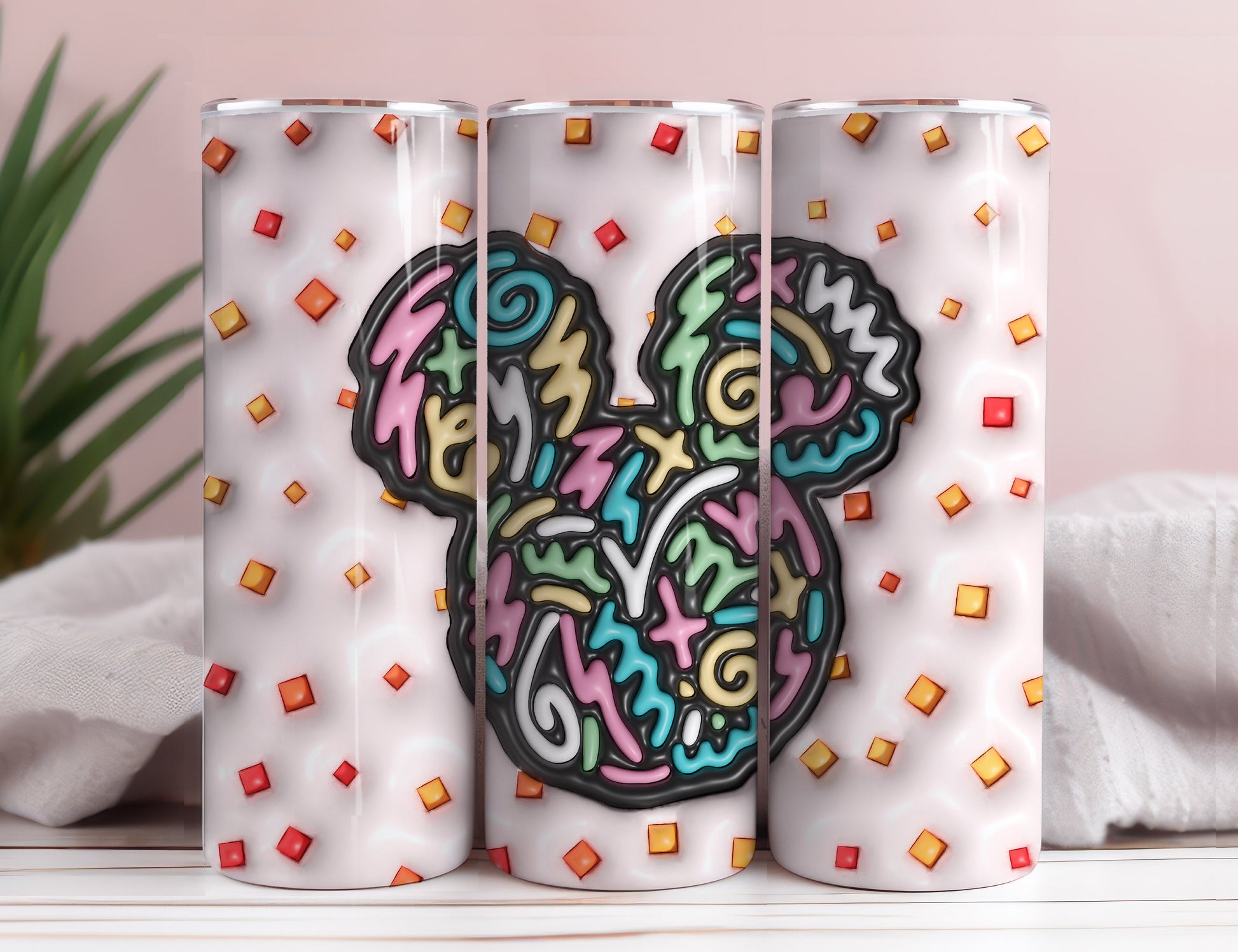 Inflated Mickey Tumbler Wrap Png 3D Tumbler Design Skinny Sublimation Digital Download 3D Sublimation Walt Disney Design Tumbler Wrap 2 - VartDigitals