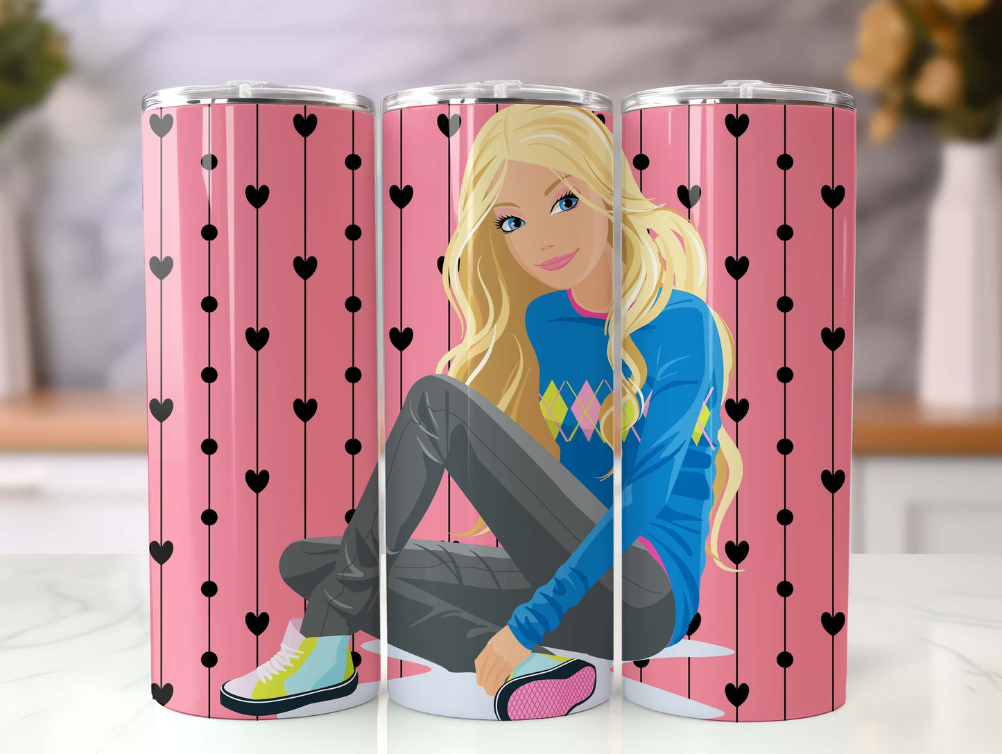 Barbie Tumbler Wrap, 20oz Straight Skinny Wrap, Sublimation Design, Cartoon Tumbler Design, Digital Download - PNG 60 - VartDigitals