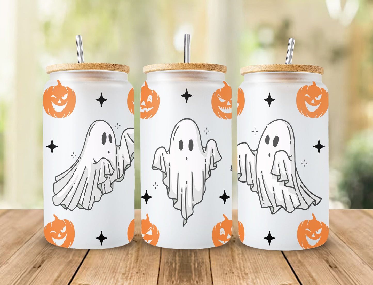 Pumpkin Can Glass, Ghost, Magic Halloween 16oz glass can png design for sublimation, Nightmare Sublimation digital download