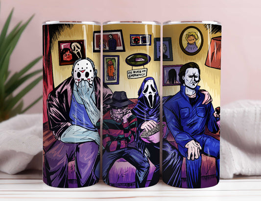 Bundle Horror Characters 20oz Skinny Tumbler Sublimation Designs Newspaper Horror Bundle Png Tumbler Straight Digital Download 8