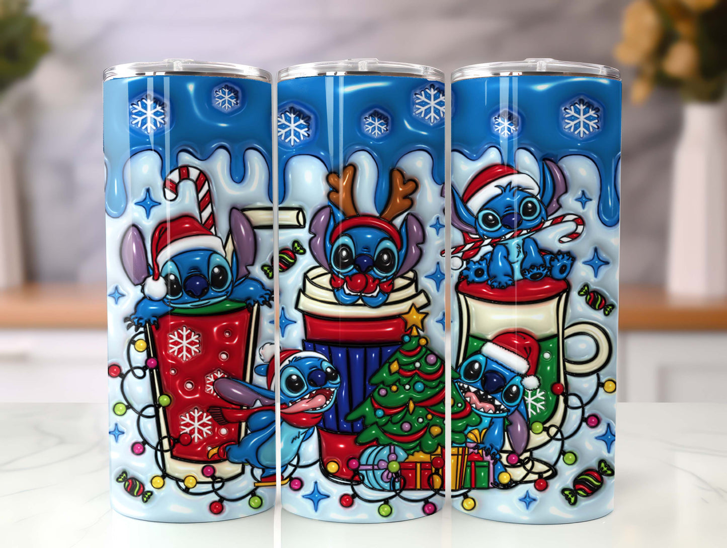 3D Inflated Christmas Tumbler Wrap, Inflated Cartoon Christmas Tumbler Wrap, Cartoon Christmas, 3D Tumbler Wrap, 20oz Skinny Tumbler Wrap - VartDigitals