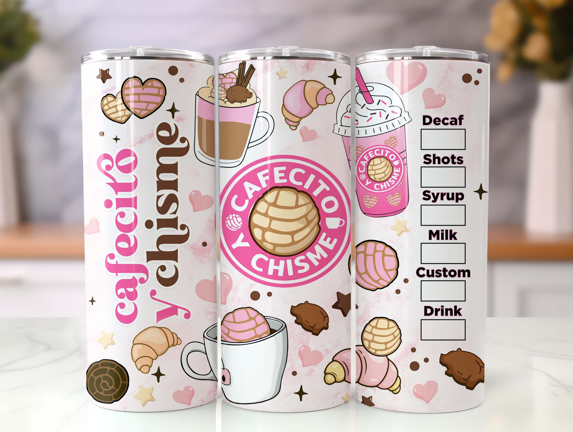 Cafecito y Chisme 20oz Skinny Coffee Tumbler, Mexico Pan Dulce 20oz Tumbler PNG, Spooky Conchas Tumbler Wrap, 20oz Skinny Tumbler Digital - VartDigitals