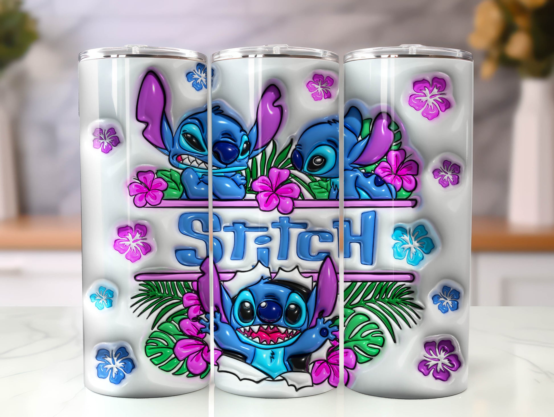 Stitch 3D Inflated Tumbler, Inflated 3D Stitch Tumbler Wrap,Tumbler Wrap, Full Tumbler Wrap, 20oz Skinny Tumbler, 3D Tumbler, Png Download - VartDigitals