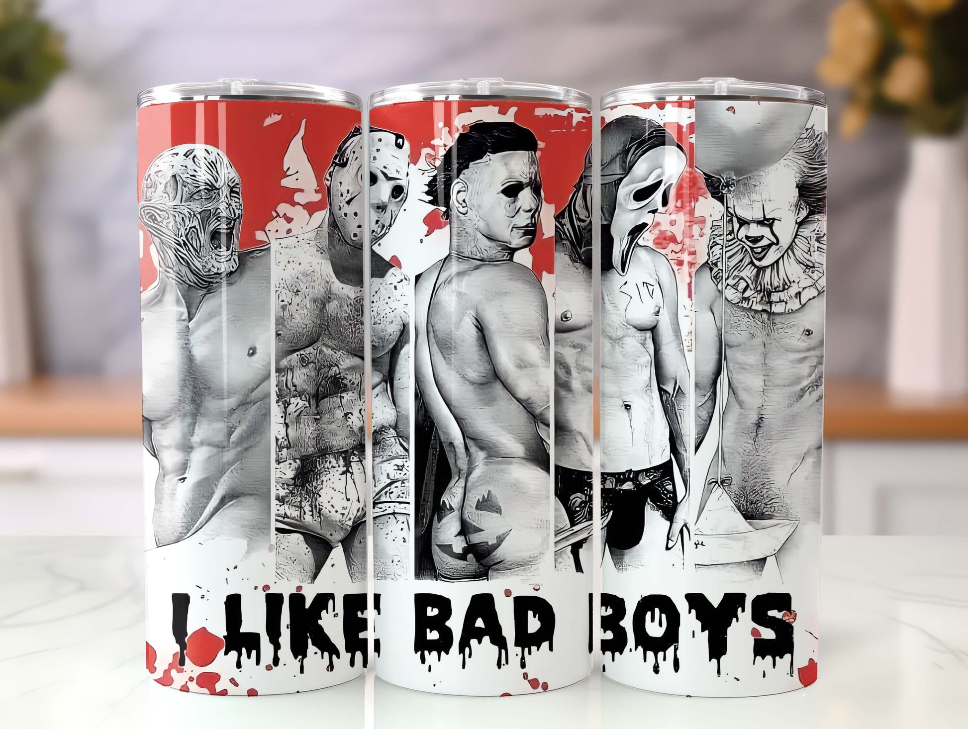 I Like Bad Boys Horror movie Characters Icons Art Halloween Png Tumbler wrap Dsigns Friends Digital Download Sublimation - VartDigitals