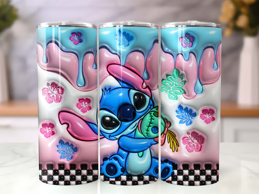 Cartoon 3D Inflated Tumbler, Inflated 3D Cartoon Tumbler Wrap,Tumbler Wrap, Full Tumbler Wrap, 20oz Skinny Tumbler, 3D Tumbler, Png Download - VartDigitals