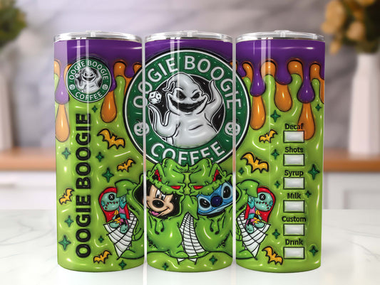 3D Inflated Horror Character Tumbler Wrap, 20oz Skinny Tumbler, Cartoon 3D Inflated, Spooky Vibes Png, Halloween Png, Spooky Season - VartDigitals