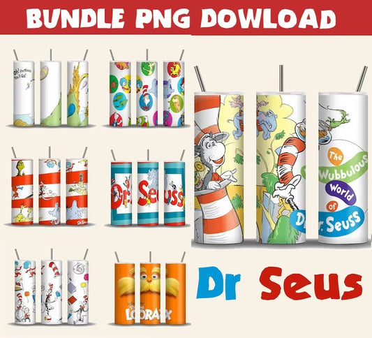 Bundle 20 Oz Dr. Seuss Tumbler Wrap, Inspired by Dr. Seuss, PNG Download