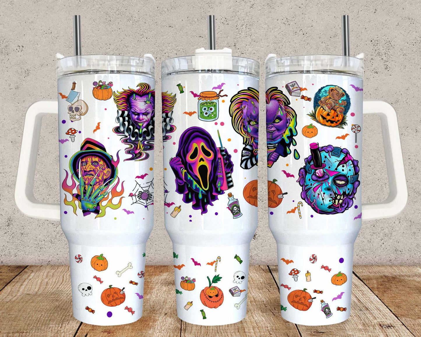 40oz Halloween Tumbler Wrap, Horror Movie Tumbler, 40oz Tumbler Wrap, Horror Face Tumbler,Trick or Treat,Spooky Vibes,Spooky Season, Png Download