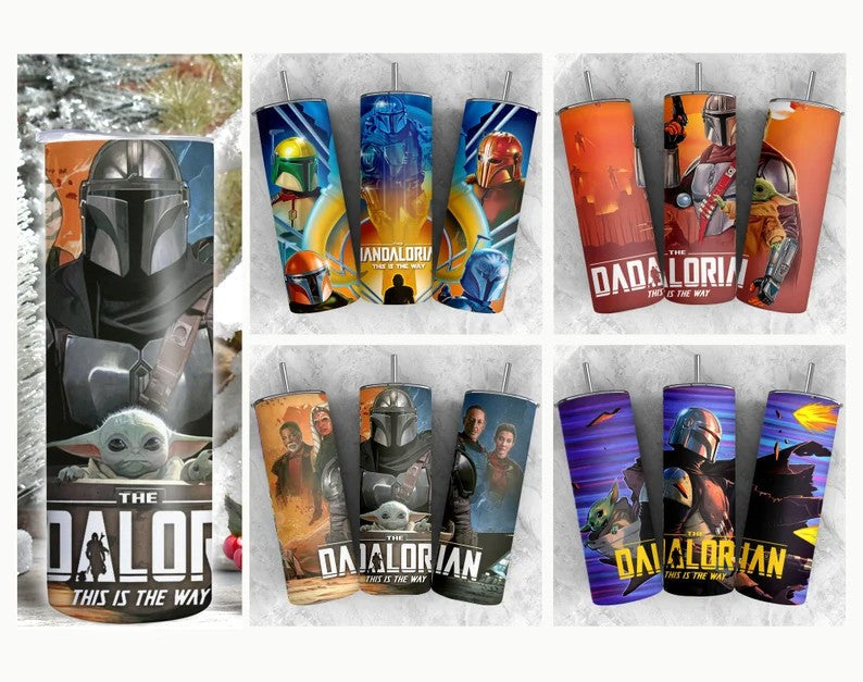 Bundle Star Wars Tumbler Wrap,Dadalorian Tumbler Wrap, 20oz Skinny Straight, Full Tumbler Wrap, star wars wrap png, Sublimation Design - VartDigitals