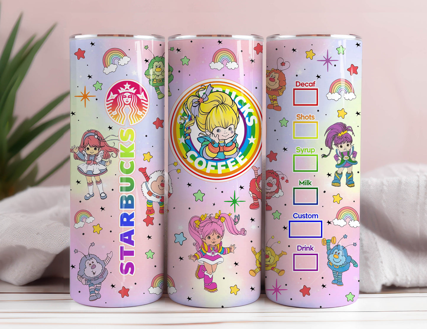 Cartoon 80s Tumbler, 80s cartoons png, rainbow girl 20oz Skinny Tumbler, Rainbow Brite Glass Can Png, Retro 80s cartoons Tumbler Wrap