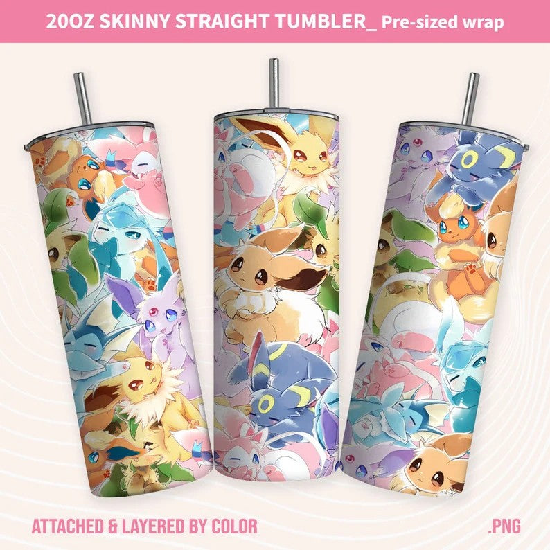 Cartoon Spring Tumbler, Poke Spring Tumbler, 20oz Skinny Straight, Spring Tumbler, Pokemon Tumbler, Cartoon Tumbler Wrap,Gotta catch ‘em all - VartDigitals