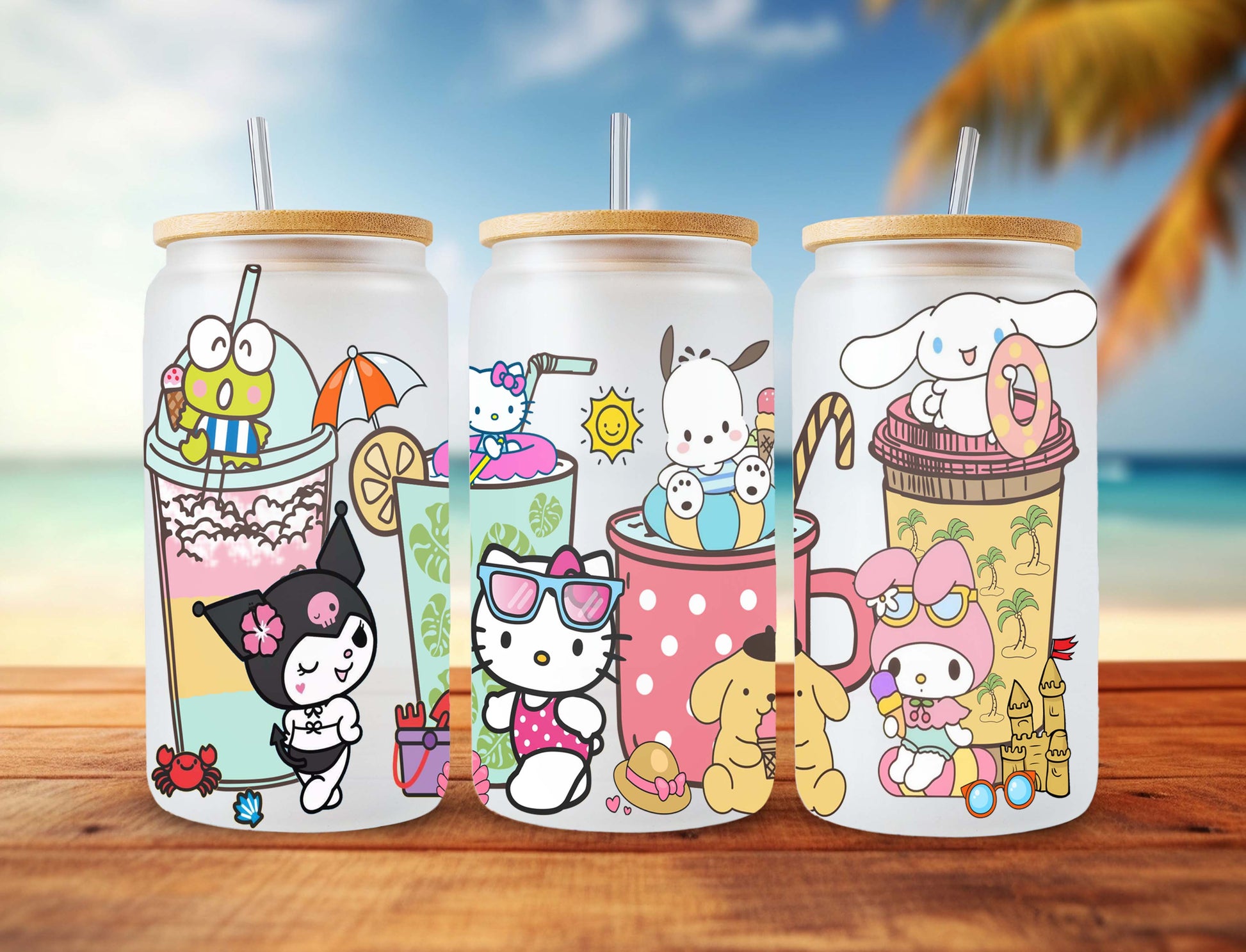 Kitty and Friends Pink Cat PNG, 16oz Glass Can Wrap, 16oz Libbey Can Glass, Cartoon Tumbler, Kawaii Tumbler Wrap, Kitty Can Glass png - VartDigitals