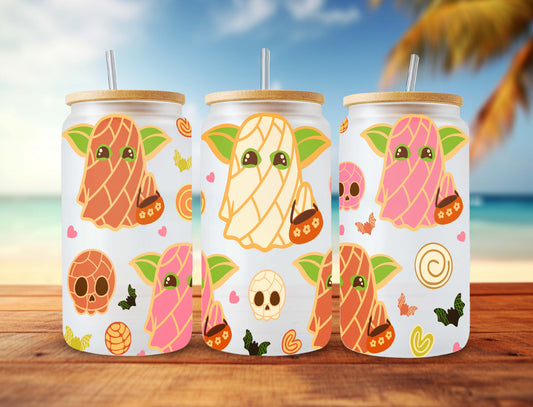 Spooky Conchas Tumbler Wrap,16oz Can Glass Mexican Pan Dulce Ghost Tumbler, Puffy Halloween Conchas Ghost Tumbler,Mexican Conchas, Pan Dulce - VartDigitals