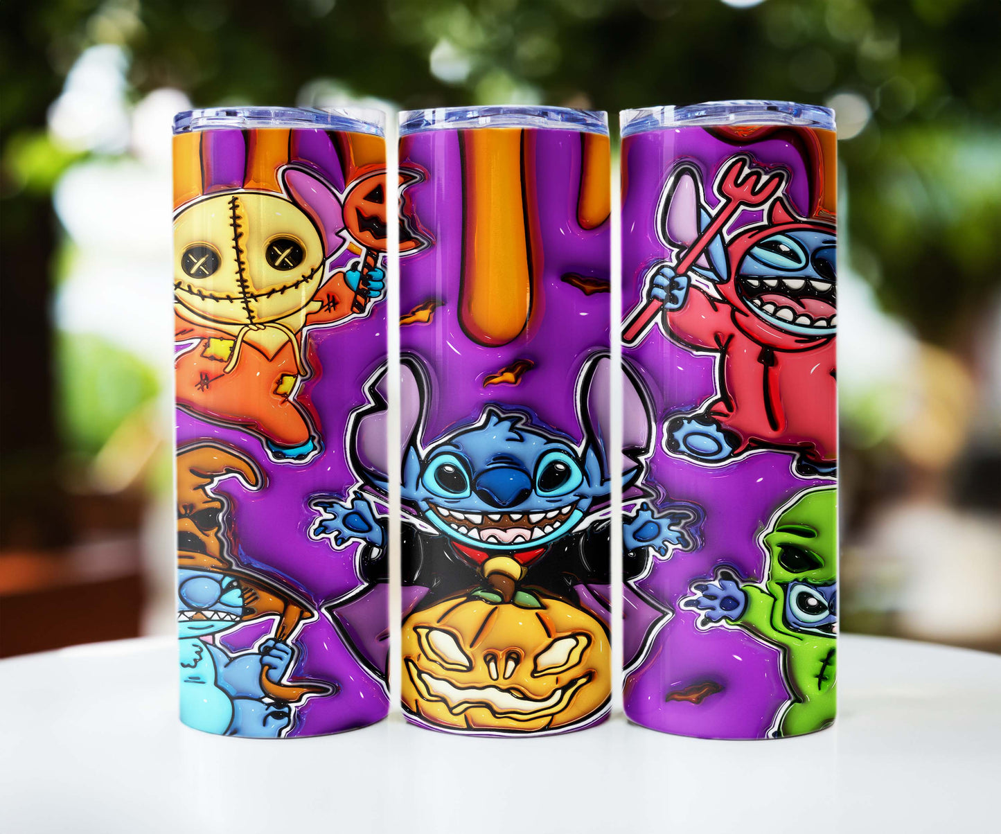 Inflated Cartoon Halloween Tumbler Design Png, 3D Spooky Vibes Tumbler Wraps 20oz Skinny Sublimation Digital Downloads 3D Puffy Design - VartDigitals