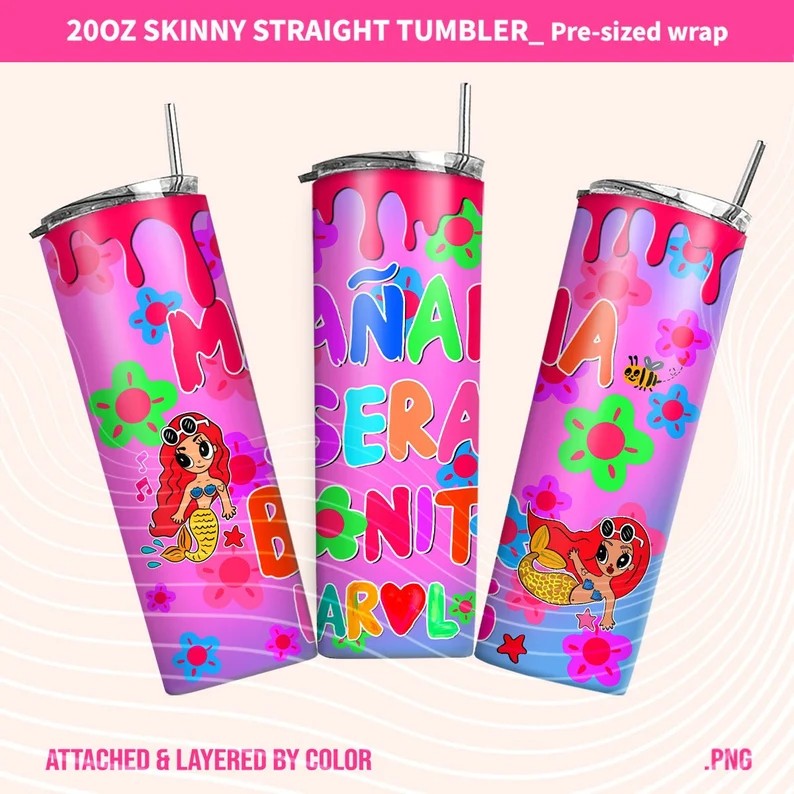 Karol New Album Cover Mañana Será Bonito 20oz Sublimation Tumbler Wrap, Manana Sera Bonito Tumbler Wrap PNG, Karol G Tumbler Wrap - VartDigitals