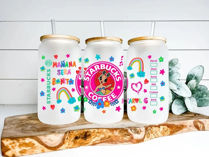 Karol New Mañana Será Bonito 16oz Sublimation Tumbler Wrap - Explore the Vibrant Design, High-Quality Karol G Tumbler Wrap, Perfect for 16oz Can Glass - VartDigitals