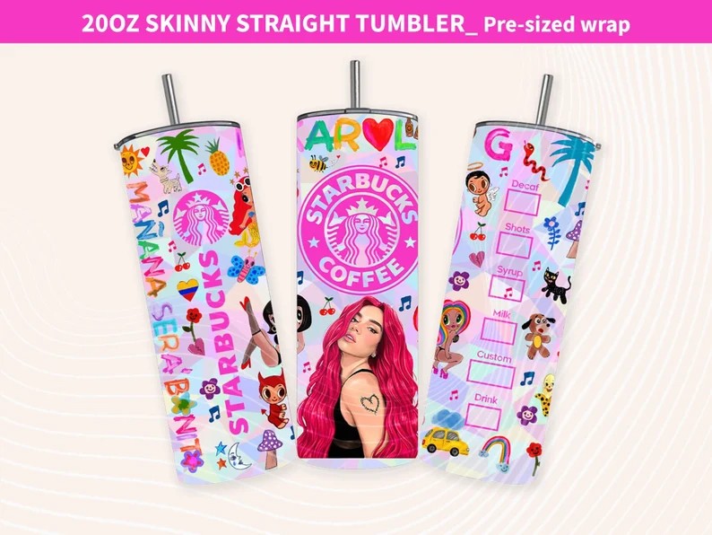 Karol New Mañana Será Bonito 20 oz Sublimation Tumbler Wrap, Manana Sera Bonito Tumbler Wrap PNG, Karol G Tumbler Wrap, Karol G Starbucks - VartDigitals