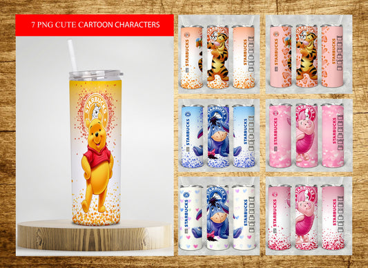 Cartoon Tumbler Wrap, Pooh 20oz Tumbler Wrap, Winnie Tumbler Wrap, Pooh Bear Tumbler Wrap, Cartoon Coffee Tumbler PNG, PNG Instant Download