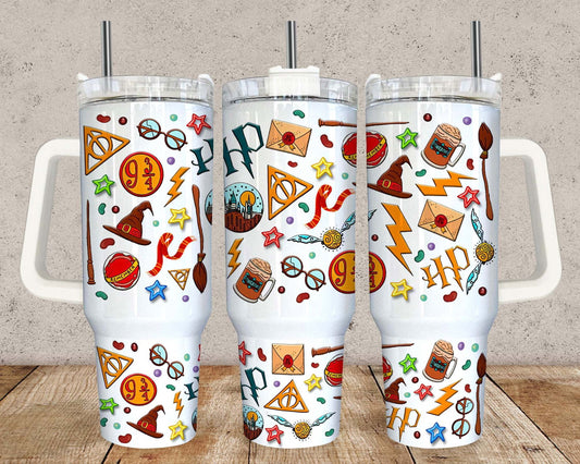 Wizard 40 oz Tumbler Wrap PNG, HP Quencher Tumbler Sublimation, Wizard Tumbler Png, HP Tumbler Png, Digital Download