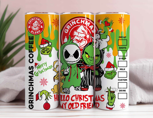 Cartoon Christmas 20oz Tumbler PNG, Christmas Coffee Tumbler Wraps 20oz Skinny Sublimation, Merry Grinchmas, My Day Tumbler, Digital Download 1