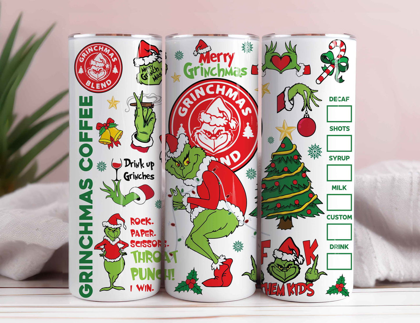 Cartoon Christmas 20oz Tumbler PNG, Christmas Coffee Tumbler Wraps 20oz Skinny Sublimation, Merry Grinchmas, My Day Tumbler, Digital Download